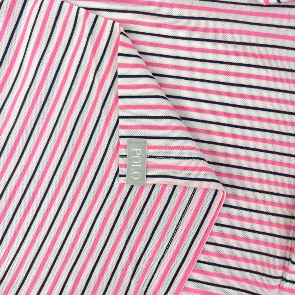 Ralph Lauren Pro Fit Mens XL Polo Shirt Pink Navy Blue Striped Short Sleeve NWOT